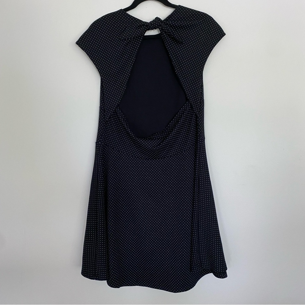Gap Black Polka Dot Cap-Sleeve Fit and Flare Dress - Picture 3 of 6